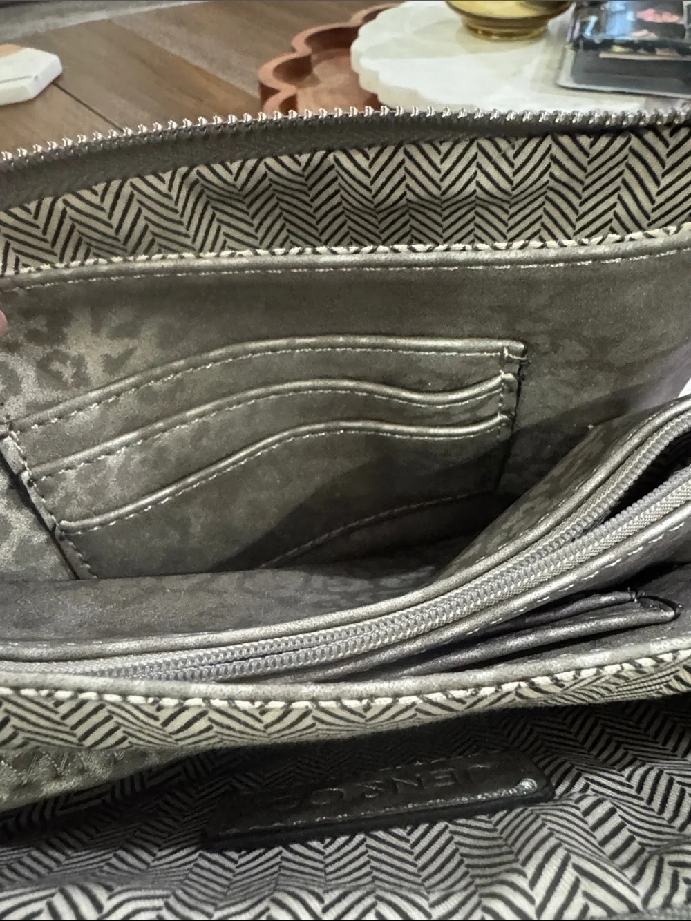 Neutral Gray Leopard Print Wristlet Clutch